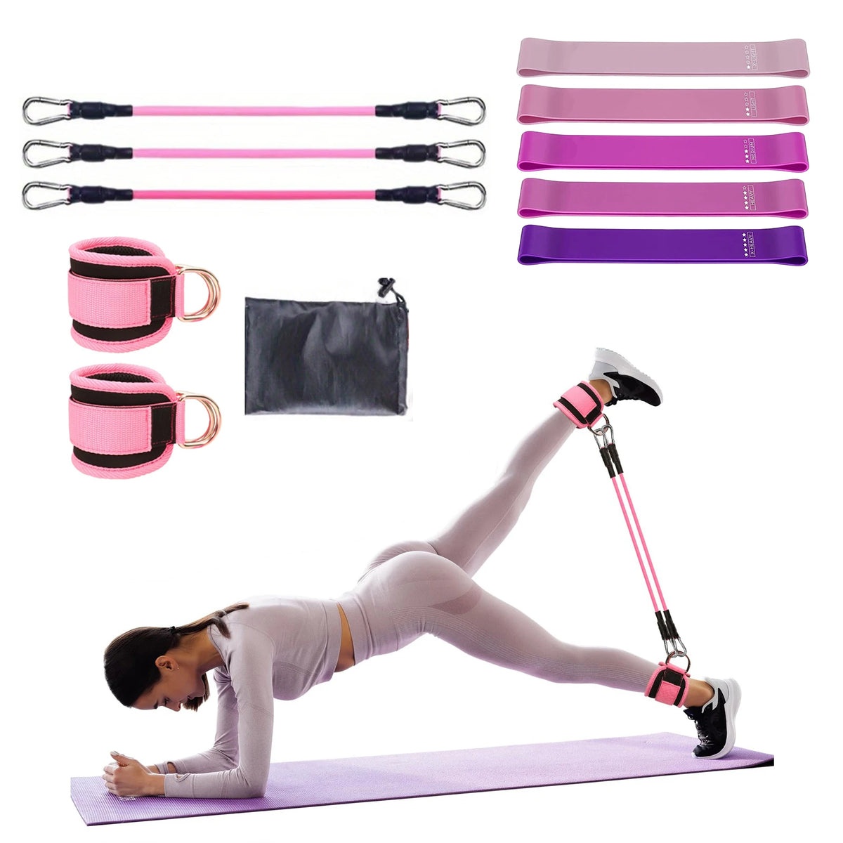 6/11pcs Buttocks with gantry, hip lift, ankle resistance, elastic trainer, hip leg tension rope, shaping and slimming