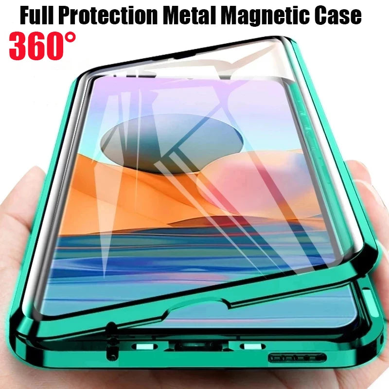 360°Full Protection Metal Magnetic Double-Sided Glass Phone Case For Samsung S24 Ultra S23 S22 S25 Ultra Plus S20 FE Edge Cover